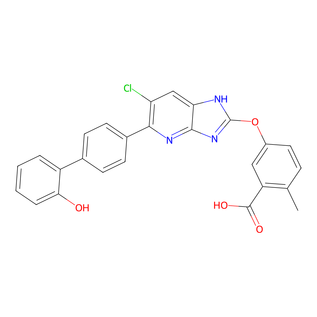 5-{[6-chloro-5-(2'-hydroxy[1,1'-biphenyl]-4-yl)-1H-imidazo[4,5-b]pyridin-2-yl]oxy}-2-methylbenzoic acid molecular structure, CAS 1364692-88-5