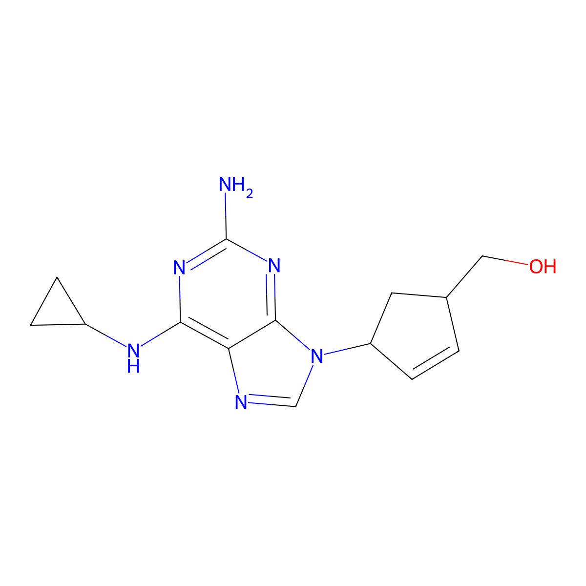 Abacavir molecular structure, CAS 136470-78-5