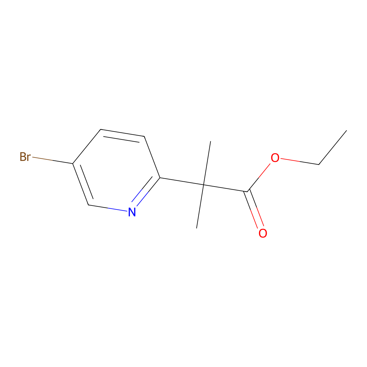 Ethyl 2-(5-bromopyridin-2-yl)-2-methylpropanoate molecular structure, CAS 1364718-04-6