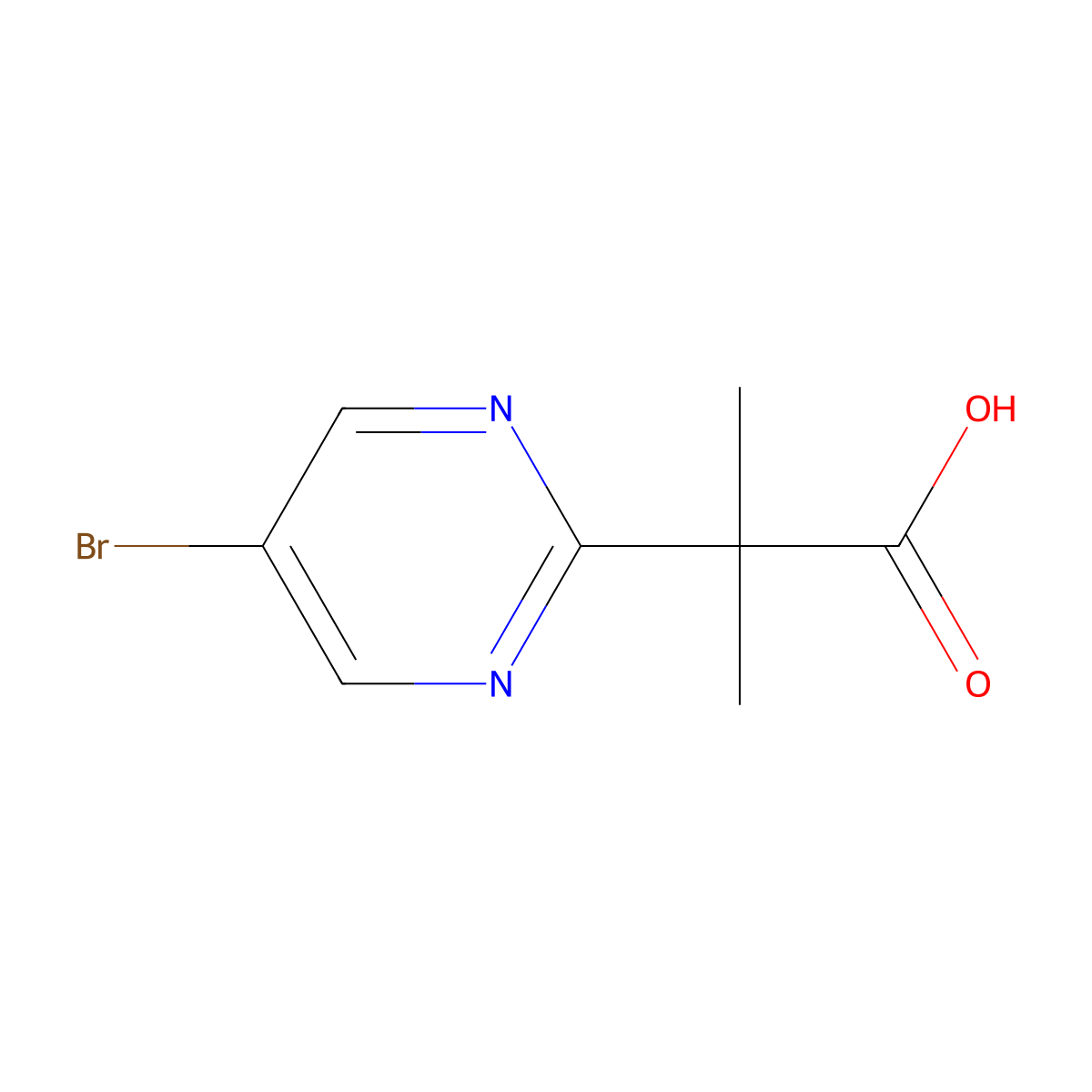 2-(5-Bromopyrimidin-2-yl)-2-methylpropanoic acid molecular structure, CAS 1364718-95-5