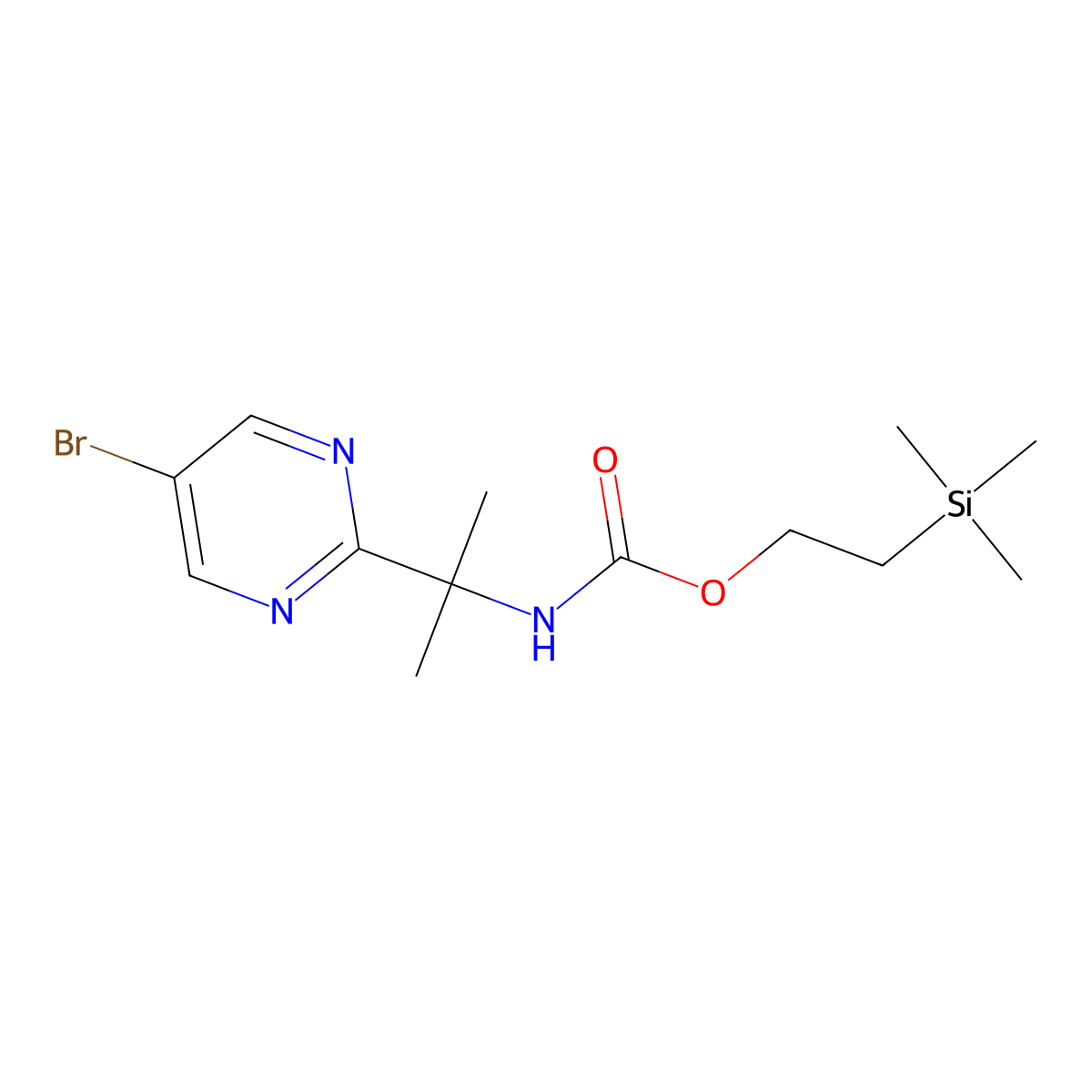 2-(Trimethylsilyl)ethyl (2-(5-bromopyrimidin-2-yl)propan-2-yl)carbamate molecular structure, CAS 1364719-02-7