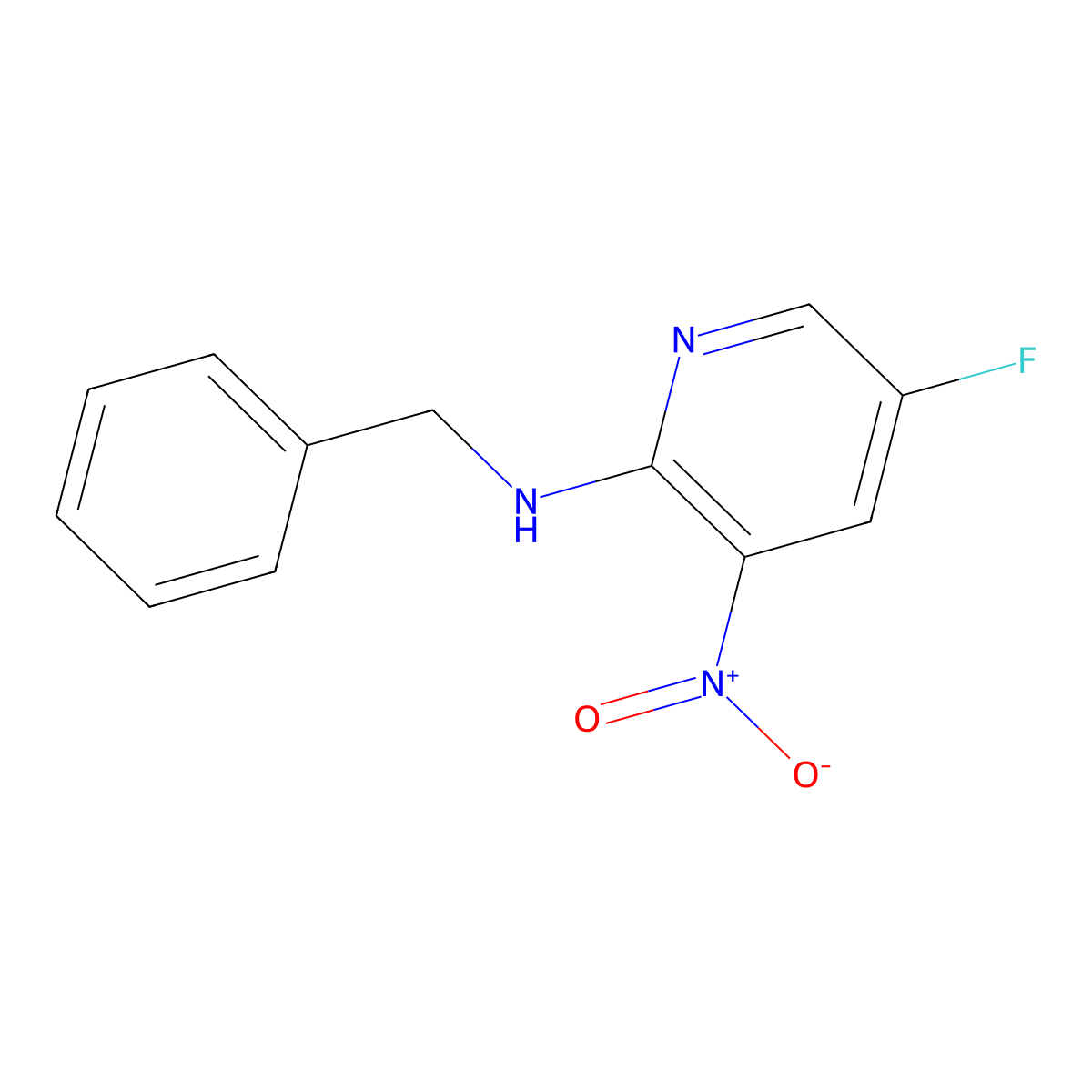 2-Pyridinamine, 5-fluoro-3-nitro-N-(phenylmethyl)- molecular structure, CAS 1364719-53-8