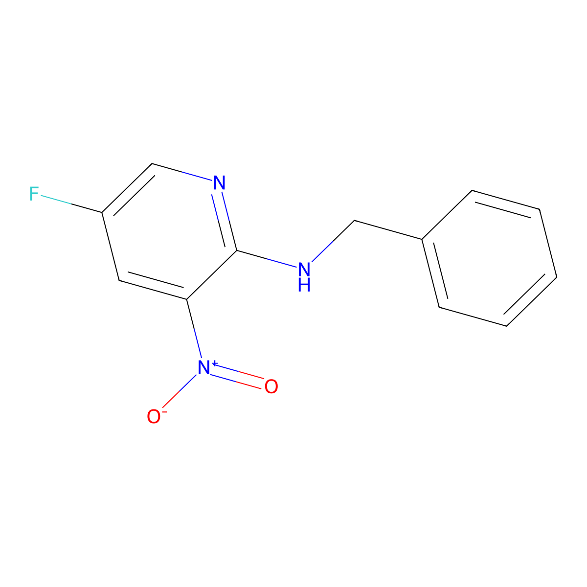 2-Pyridinamine, 5-fluoro-3-nitro-N-(phenylmethyl)- molecular structure, CAS 1364719-53-8