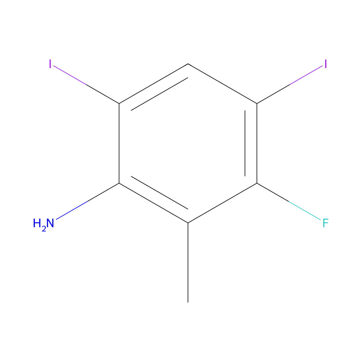 3-Fluoro-4,6-diiodo-2-methyl-phenylamine molecular structure, CAS 1364740-08-8