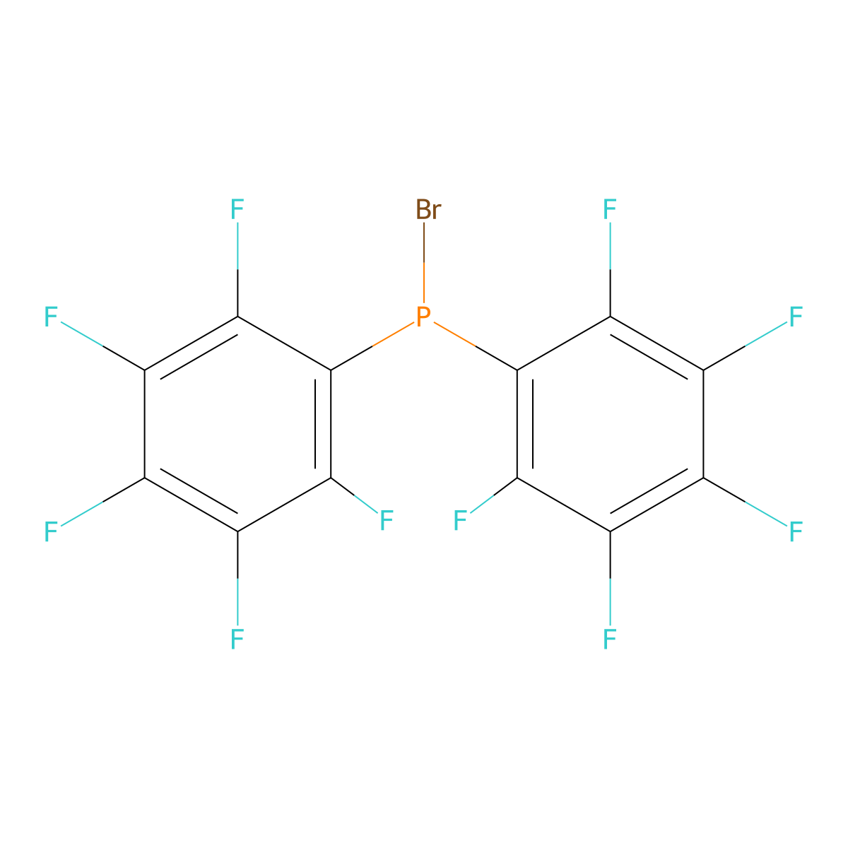 Bis(pentafluorophenyl)bromophosphine molecular structure, CAS 13648-79-8