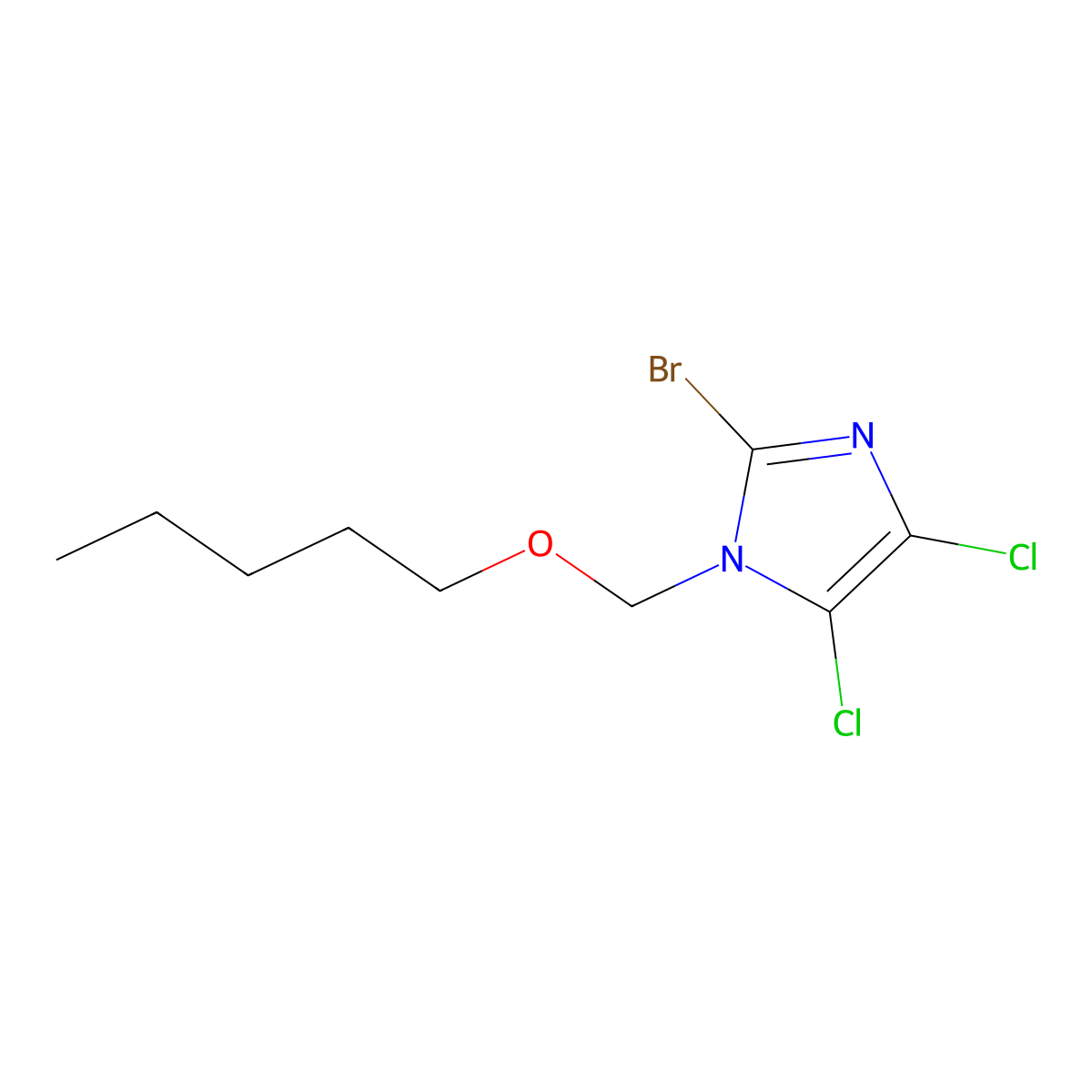1H-Imidazole, 2-bromo-4,5-dichloro-1-((pentyloxy)methyl)- molecular structure, CAS 136480-53-0