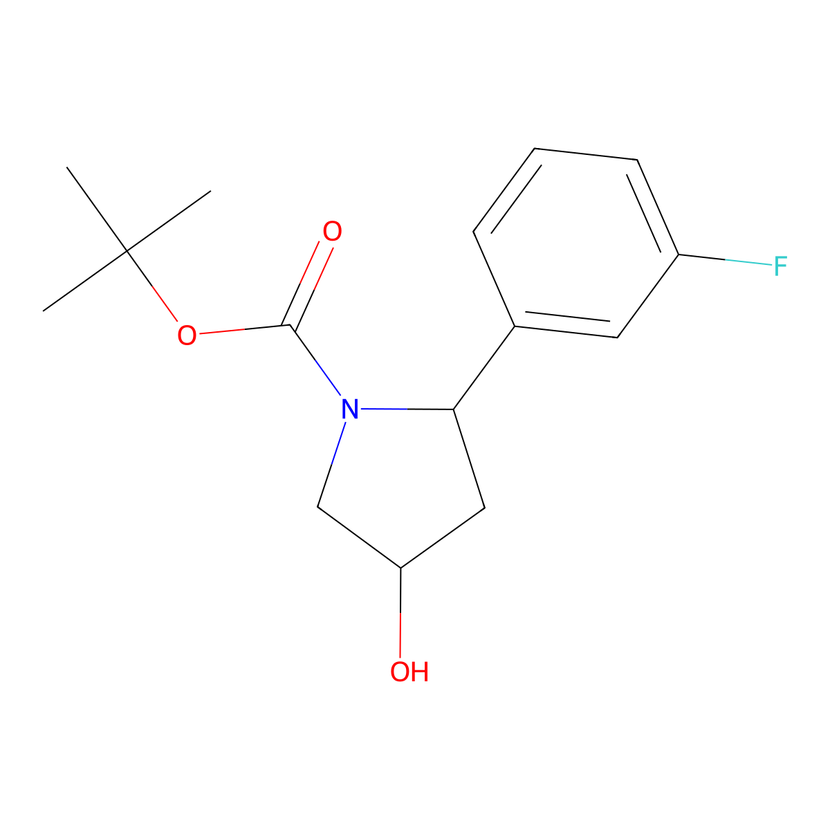 2-(3-Fluoro-phenyl)-4-hydroxy-pyrrolidine-1-carboxylic acid tert-butyl ester molecular structure, CAS 1364890-00-5