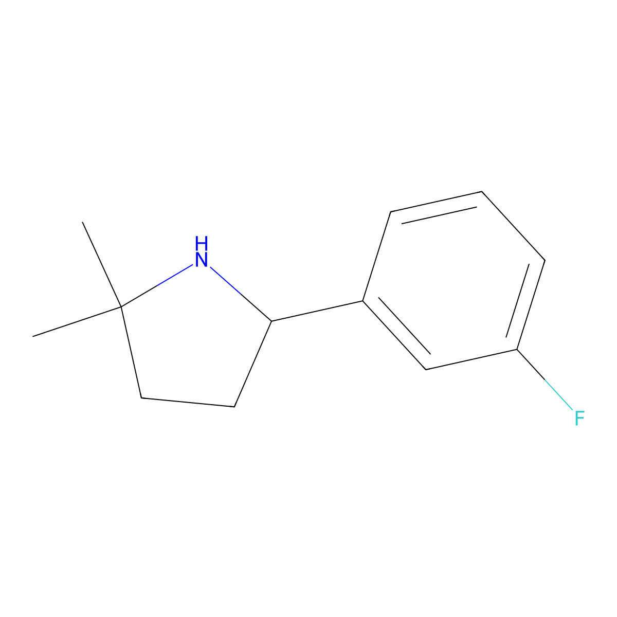 5-(3-Fluorophenyl)-2,2-dimethylpyrrolidine molecular structure, CAS 1364890-16-3