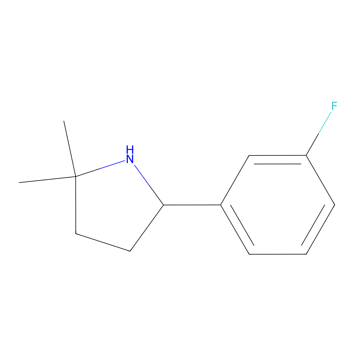 5-(3-Fluorophenyl)-2,2-dimethylpyrrolidine molecular structure, CAS 1364890-16-3