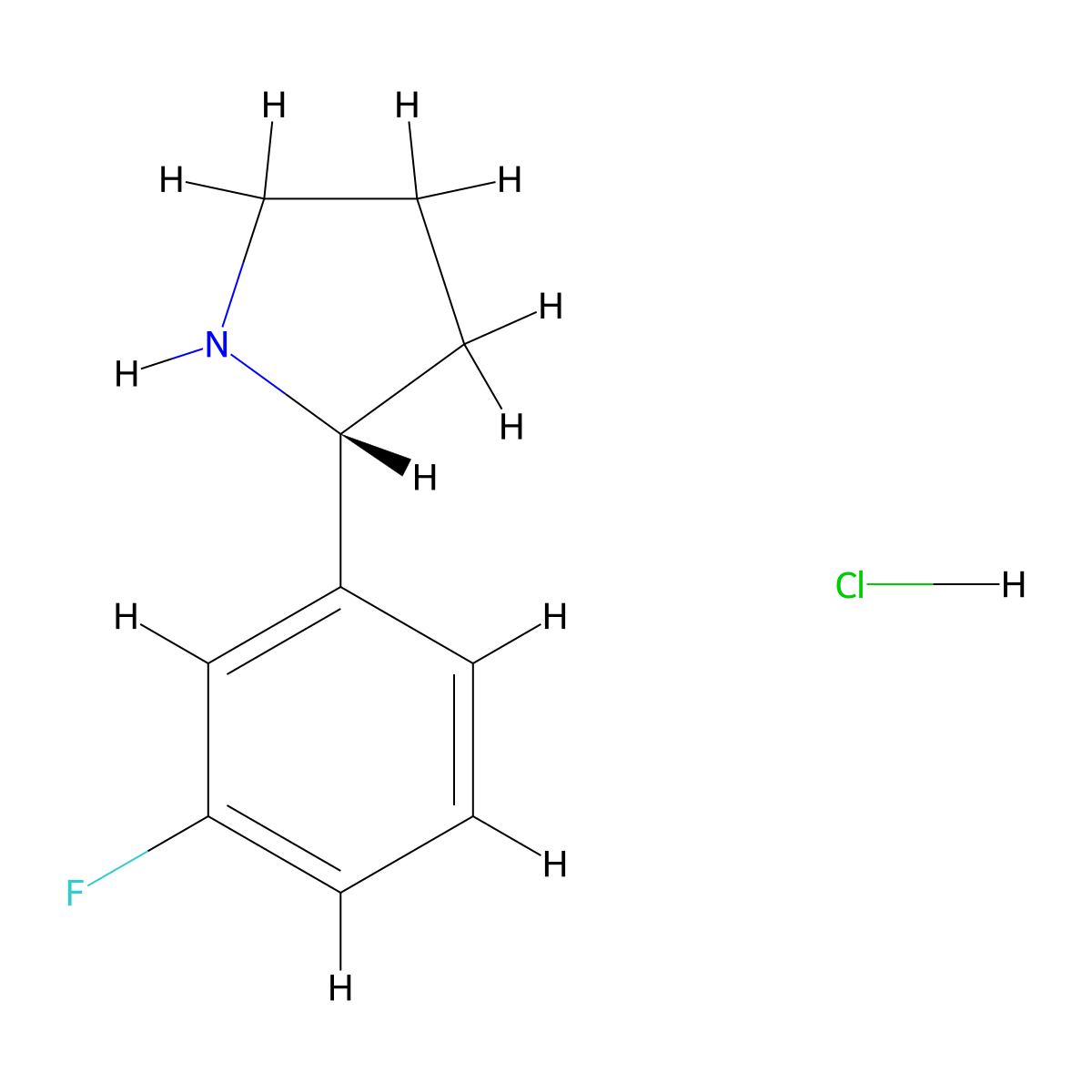 (R)-2-(3-Fluorophenyl)pyrrolidine Hydrochloride molecular structure, CAS 1364890-61-8