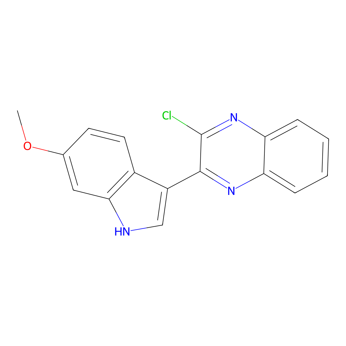 2-chloro-3-(6-methoxy-1H-indol-3-yl)quinoxaline molecular structure, CAS 1364917-67-8