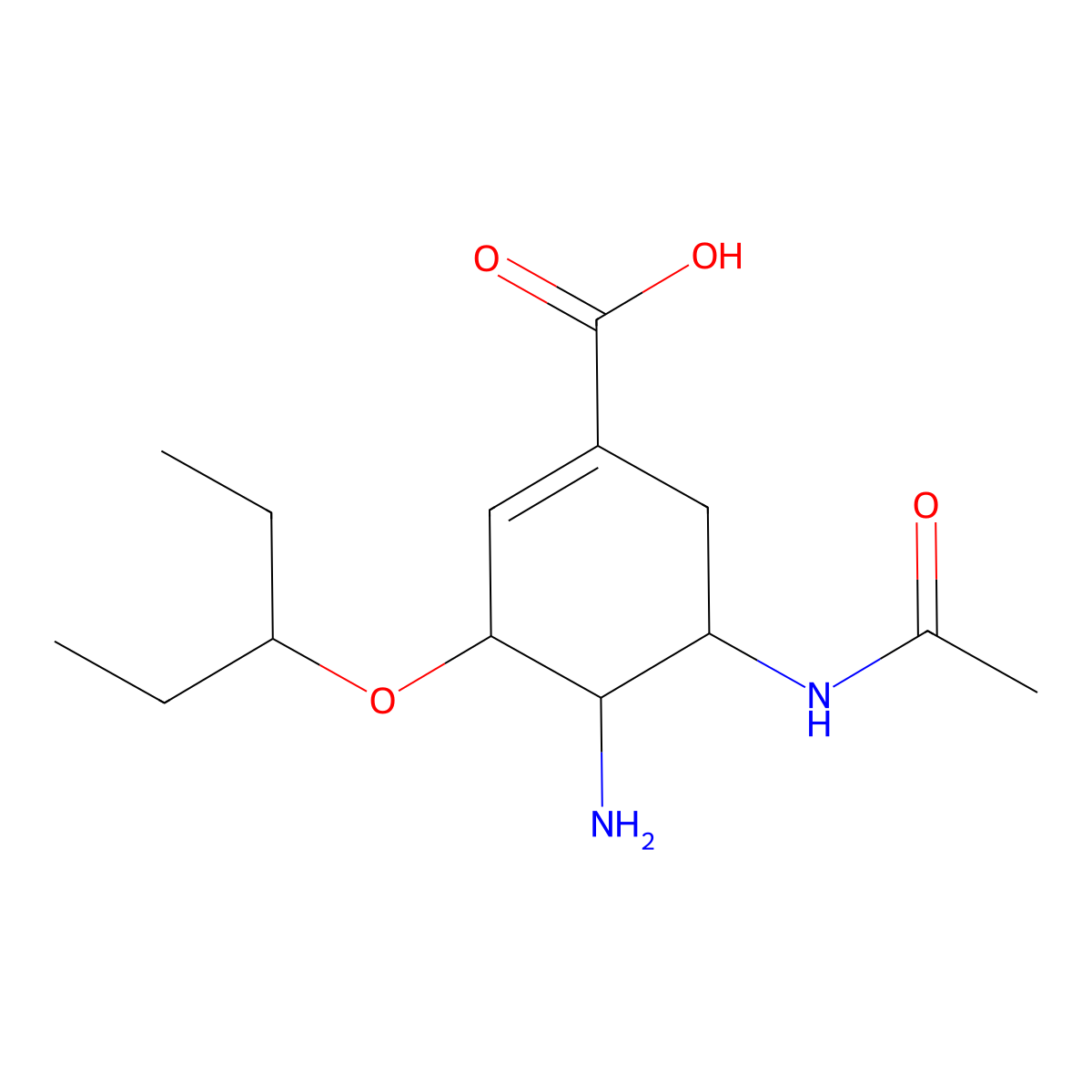 4-N-Desacetyl-5-N-acetyl Oseltamivir Acid molecular structure, CAS 1364932-19-3