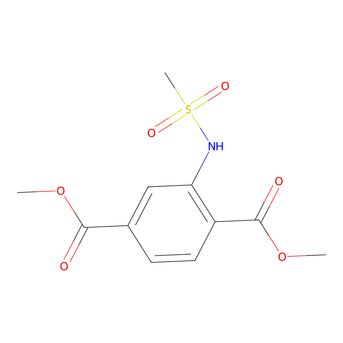Dimethyl 2-[(methylsulfonyl)amino]terephthalate molecular structure, CAS 136494-09-2