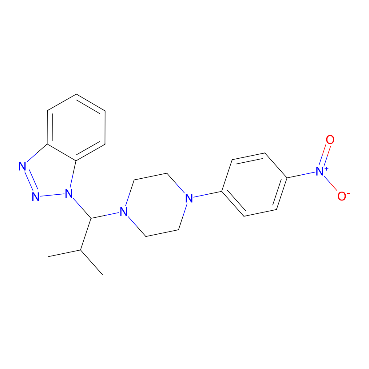 1-[2-Methyl-1-[4-(4-nitrophenyl)piperazin-1-yl]propyl]benzotriazole molecular structure, CAS 136497-65-9