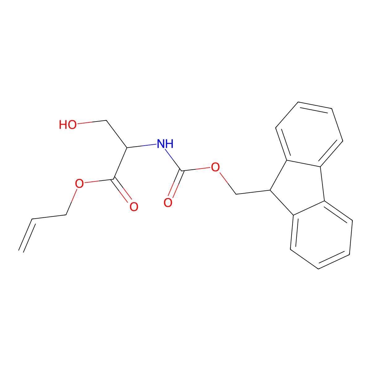 (S)-Allyl 2-((((9H-fluoren-9-yl)methoxy)carbonyl)amino)-3-hydroxypropanoate molecular structure, CAS 136497-85-3
