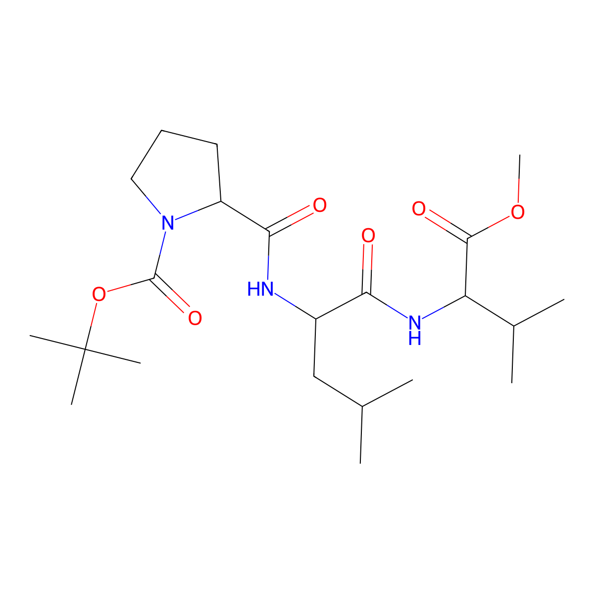 Boc-Pro-Leu-Val-Ome molecular structure, CAS 13650-75-4