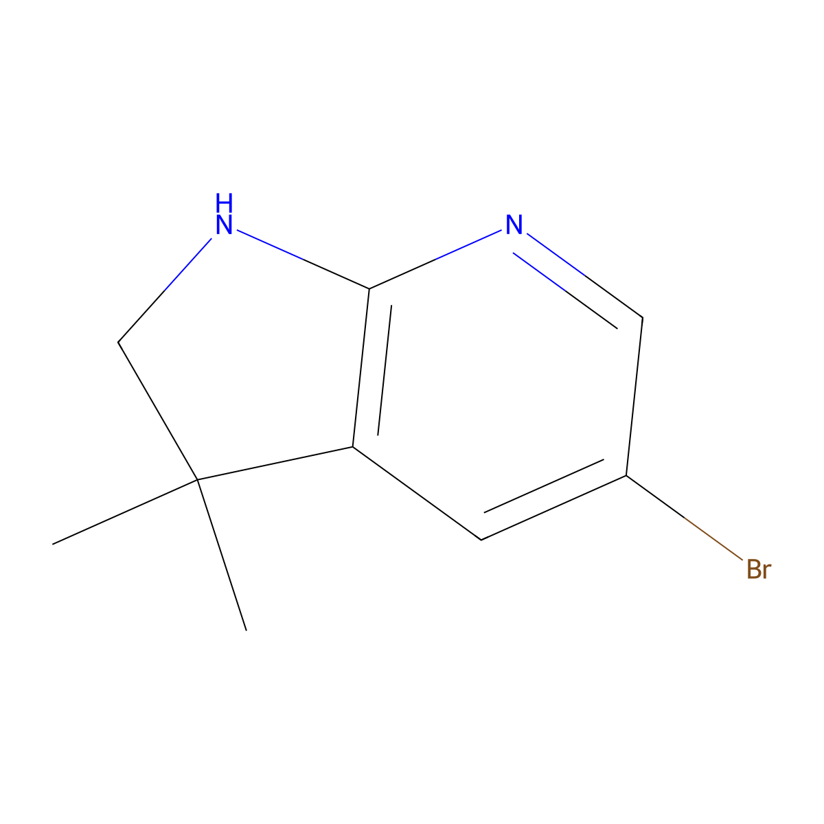 5-bromo-3,3-dimethyl-2,3-dihydro-1H-pyrrolo[2,3-b]pyridine molecular structure, CAS 1365033-62-0