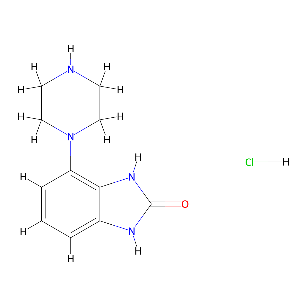 4-(piperazin-1-yl)-2,3-dihydro-1H-1,3-benzodiazol-2-one hydrochloride molecular structure, CAS 1365044-91-2