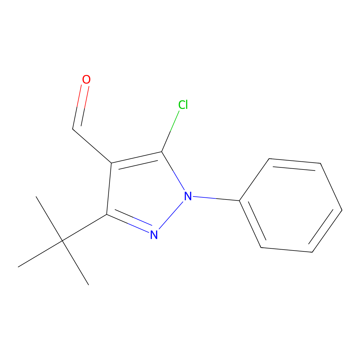3-tert-butyl-5-chloro-1-phenyl-1H-pyrazole-4-carbaldehyde molecular structure, CAS 136506-63-3