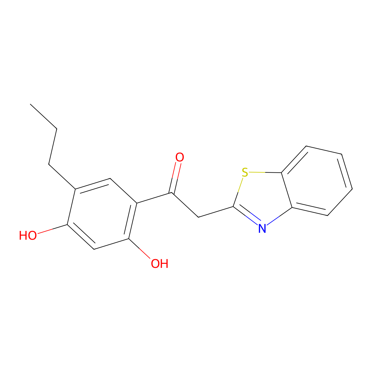 2-(Benzo[d]thiazol-2-yl)-1-(2,4-dihydroxy-5-propylphenyl)ethanone molecular structure, CAS 136506-90-6