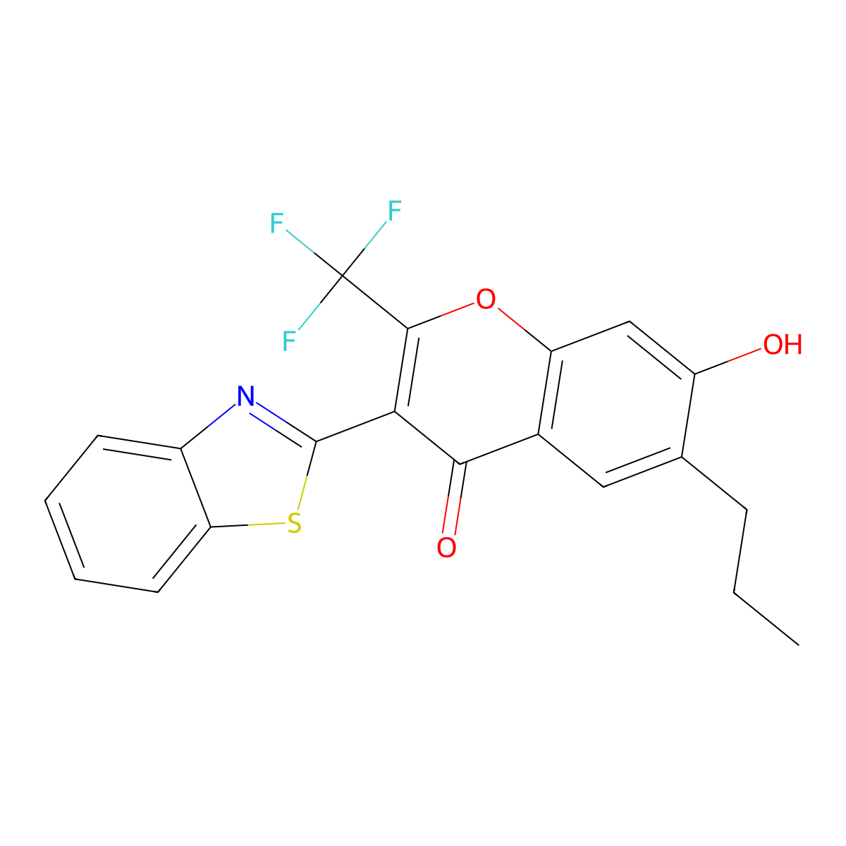 3-(1,3-benzothiazol-2-yl)-7-hydroxy-6-propyl-2-(trifluoromethyl)-4H-chromen-4-one molecular structure, CAS 136506-91-7