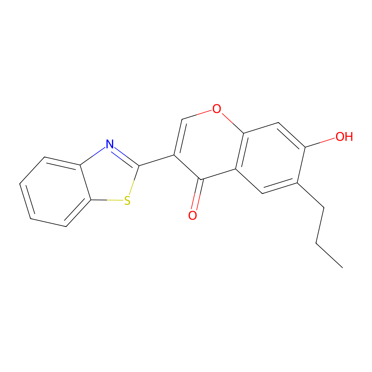 3-(1,3-Benzothiazol-2-yl)-7-hydroxy-6-propylchromen-4-one molecular structure, CAS 136506-95-1