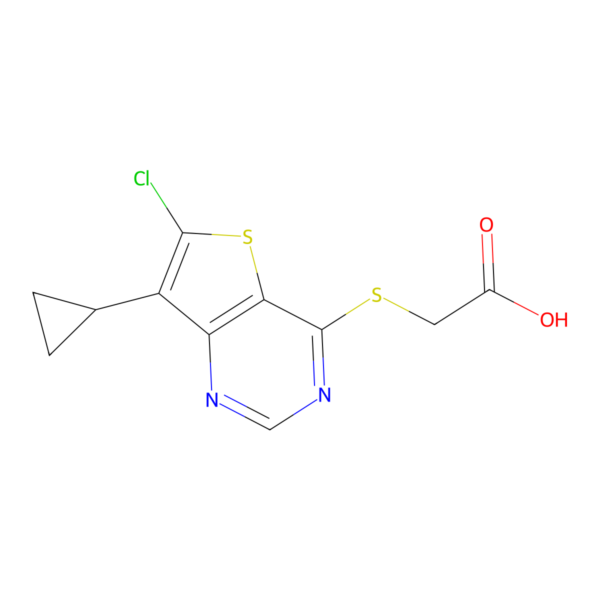 2-((6-Chloro-7-cyclopropylthieno[3,2-d]pyrimidin-4-yl)thio)acetic acid molecular structure, CAS 1365060-22-5