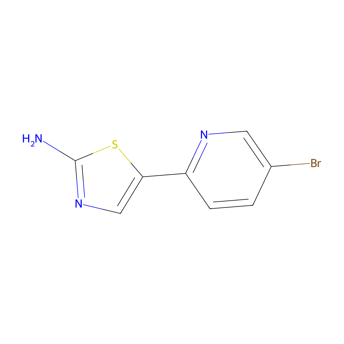 5-(5-Bromo-2-pyridinyl)-2-thiazolamine molecular structure, CAS 1365086-97-0