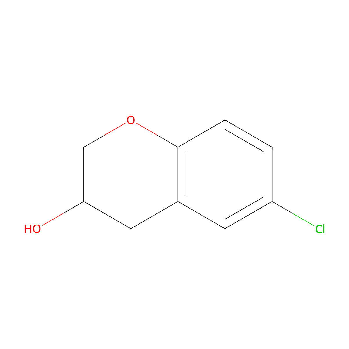 6-Chloro-3,4-dihydro-2H-1-benzopyran-3-ol molecular structure, CAS 136513-98-9