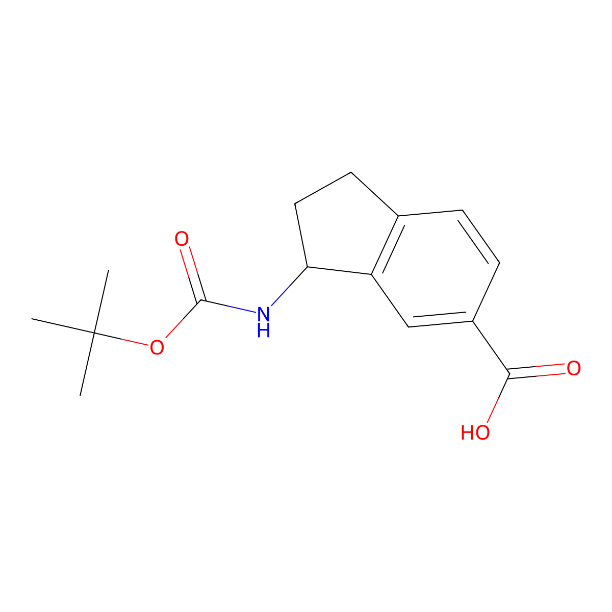 (3R)-3-{[(tert-butoxy)carbonyl]amino}-2,3-dihydro-1H-indene-5-carboxylic acid molecular structure, CAS 1365157-31-8