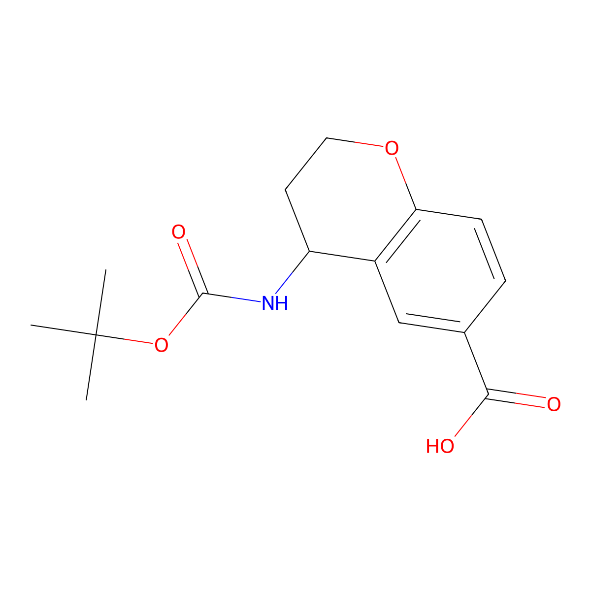 4-{[(tert-butoxy)carbonyl]amino}-3,4-dihydro-2H-1-benzopyran-6-carboxylic acid molecular structure, CAS 1365159-04-1