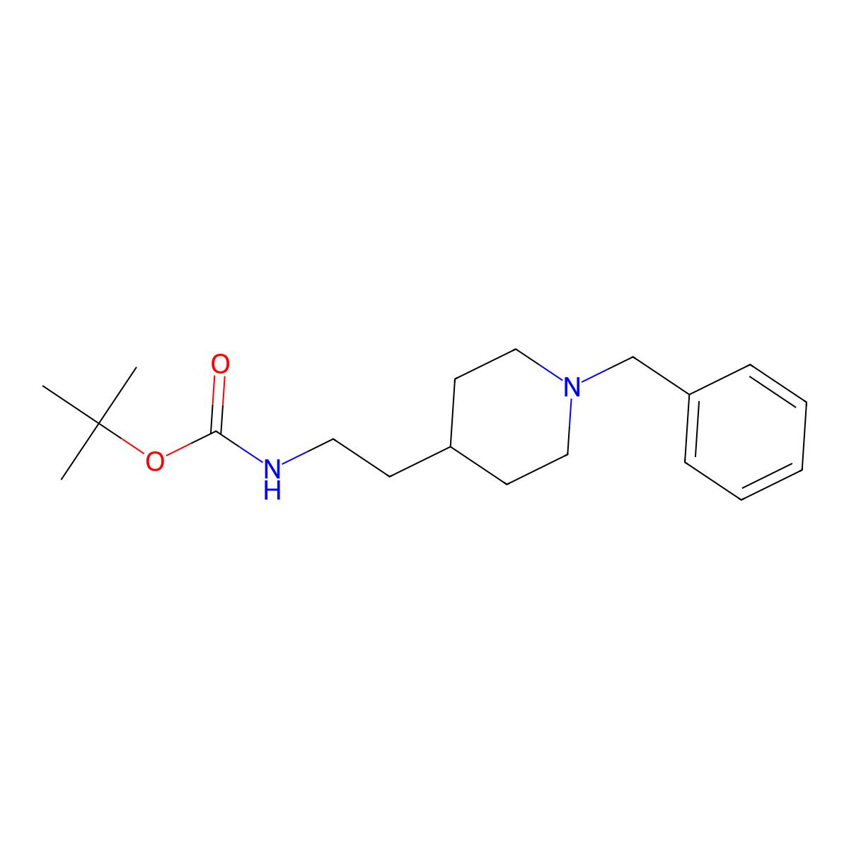 Tert-butyl 2-(1-benzylpiperidin-4-yl)ethylcarbamate molecular structure, CAS 1365159-45-0