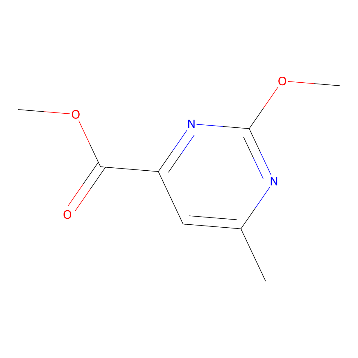 Methyl 2-methoxy-6-methylpyrimidine-4-carboxylate molecular structure, CAS 136517-99-2