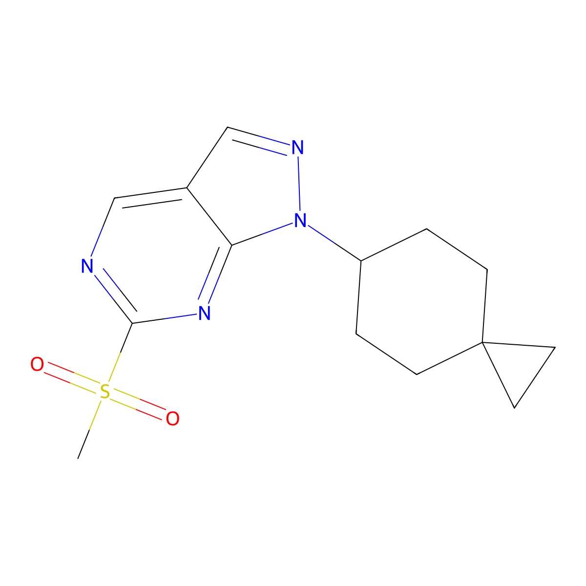 6-(Methylsulfonyl)-1-(spiro[2.5]octan-6-yl)-1H-pyrazolo[3,4-d]pyrimidine molecular structure, CAS 1365170-16-6