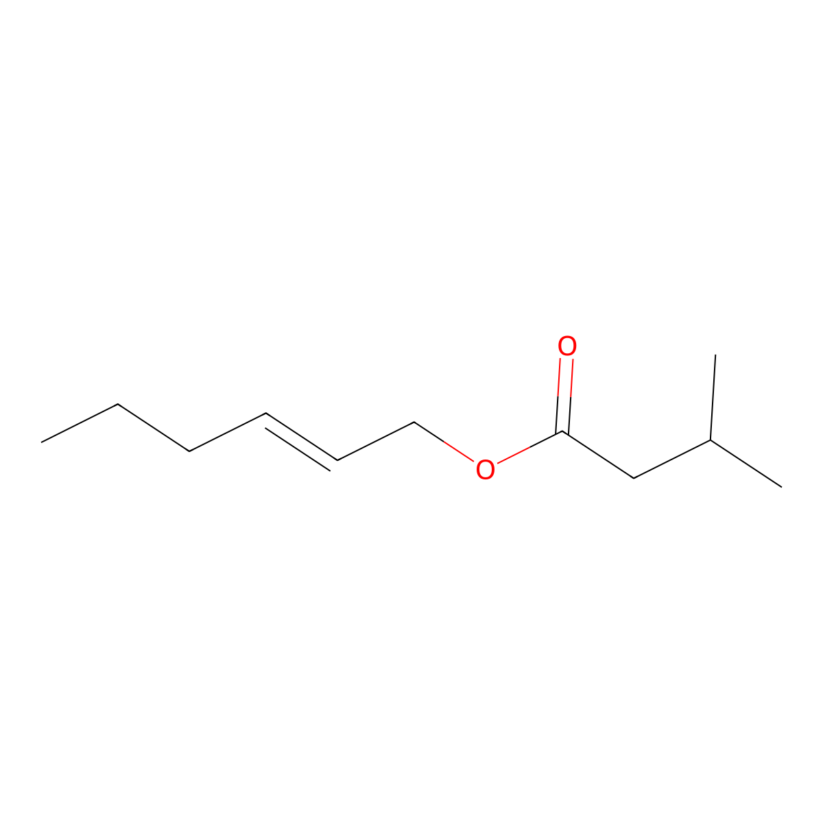 Hex-2-enyl 3-methylbutanoate molecular structure, CAS 136520-10-0