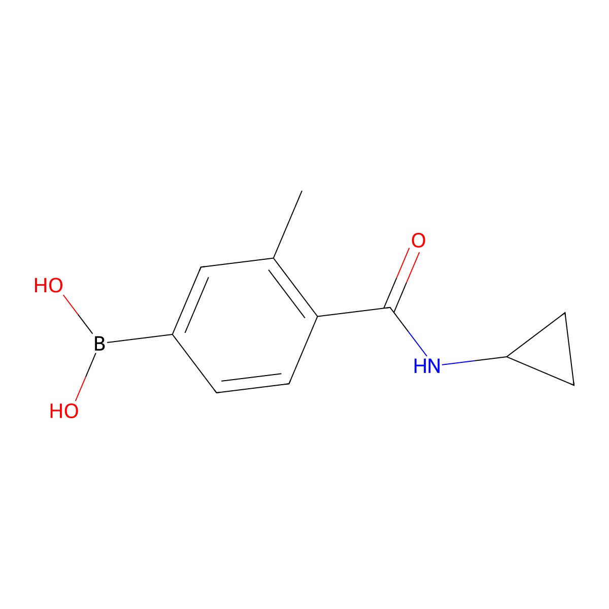 (4-(Cyclopropylcarbamoyl)-3-methylphenyl)boronic acid molecular structure, CAS 1365243-78-2