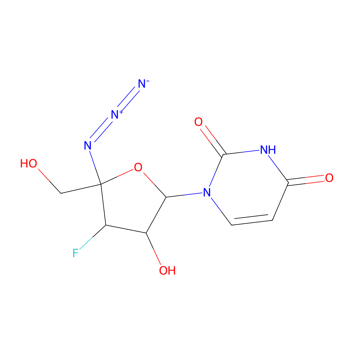 4'-C-Azido-3'-deoxy-3'-fluorouridine molecular structure, CAS 1365258-17-8