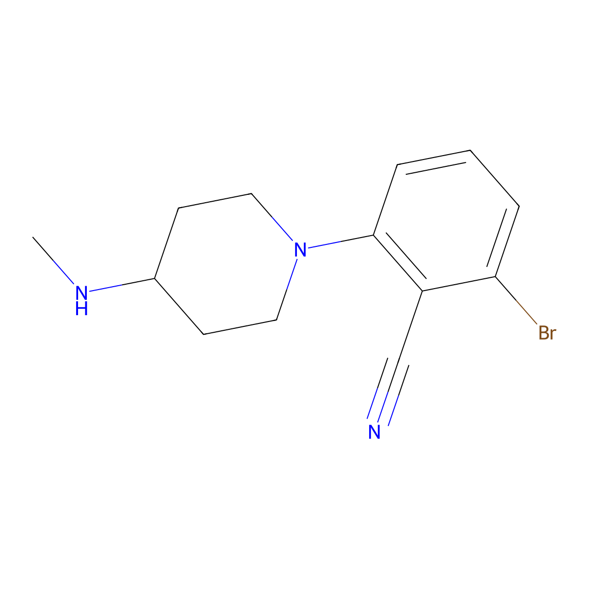 2-Bromo-6-[4-(methylamino)piperidino]benzonitrile molecular structure, CAS 1365271-64-2