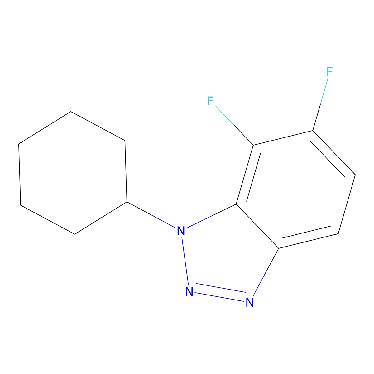 1-Cyclohexyl-6,7-difluoro-1,2,3-benzotriazole molecular structure, CAS 1365271-73-3