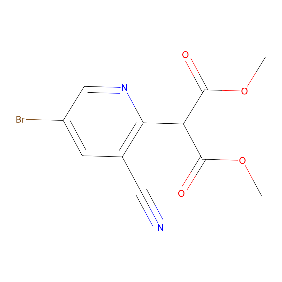 1,3-Dimethyl 2-(5-bromo-3-cyanopyridin-2-yl)propanedioate molecular structure, CAS 1365271-81-3