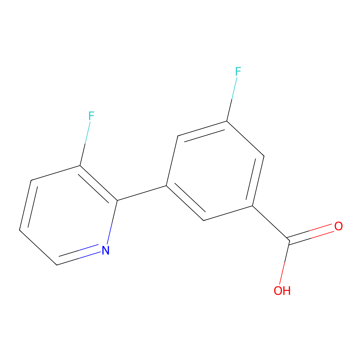3-Fluoro-5-(3-fluoropyridin-2-yl)benzoic acid molecular structure, CAS 1365271-83-5
