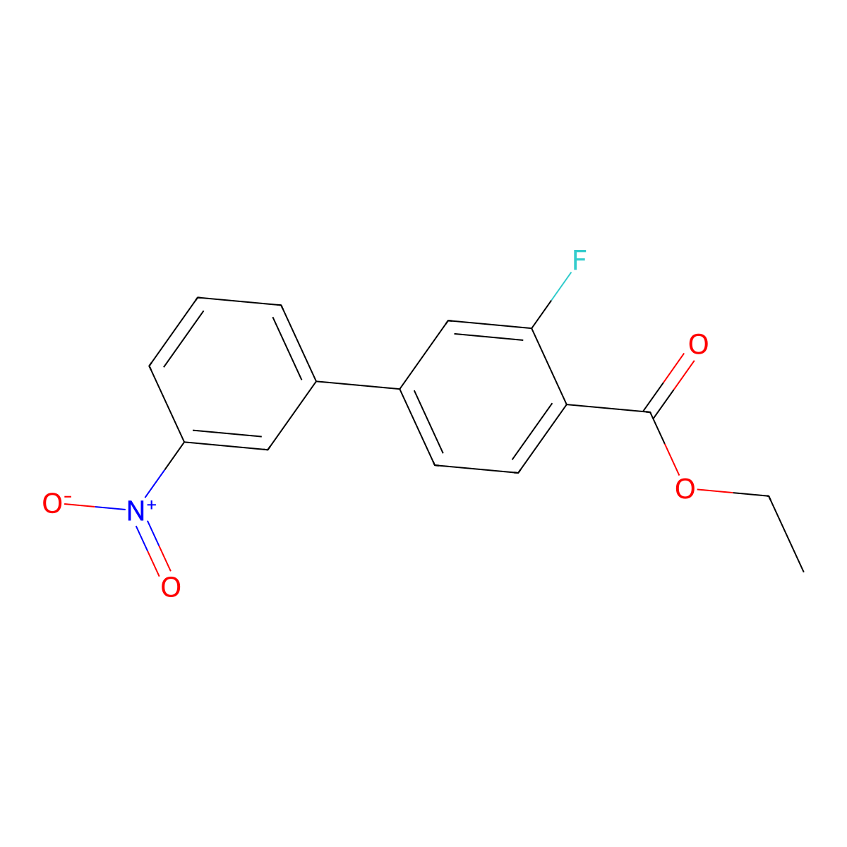 Ethyl 2-fluoro-4-(3-nitrophenyl)benzoate molecular structure, CAS 1365271-87-9