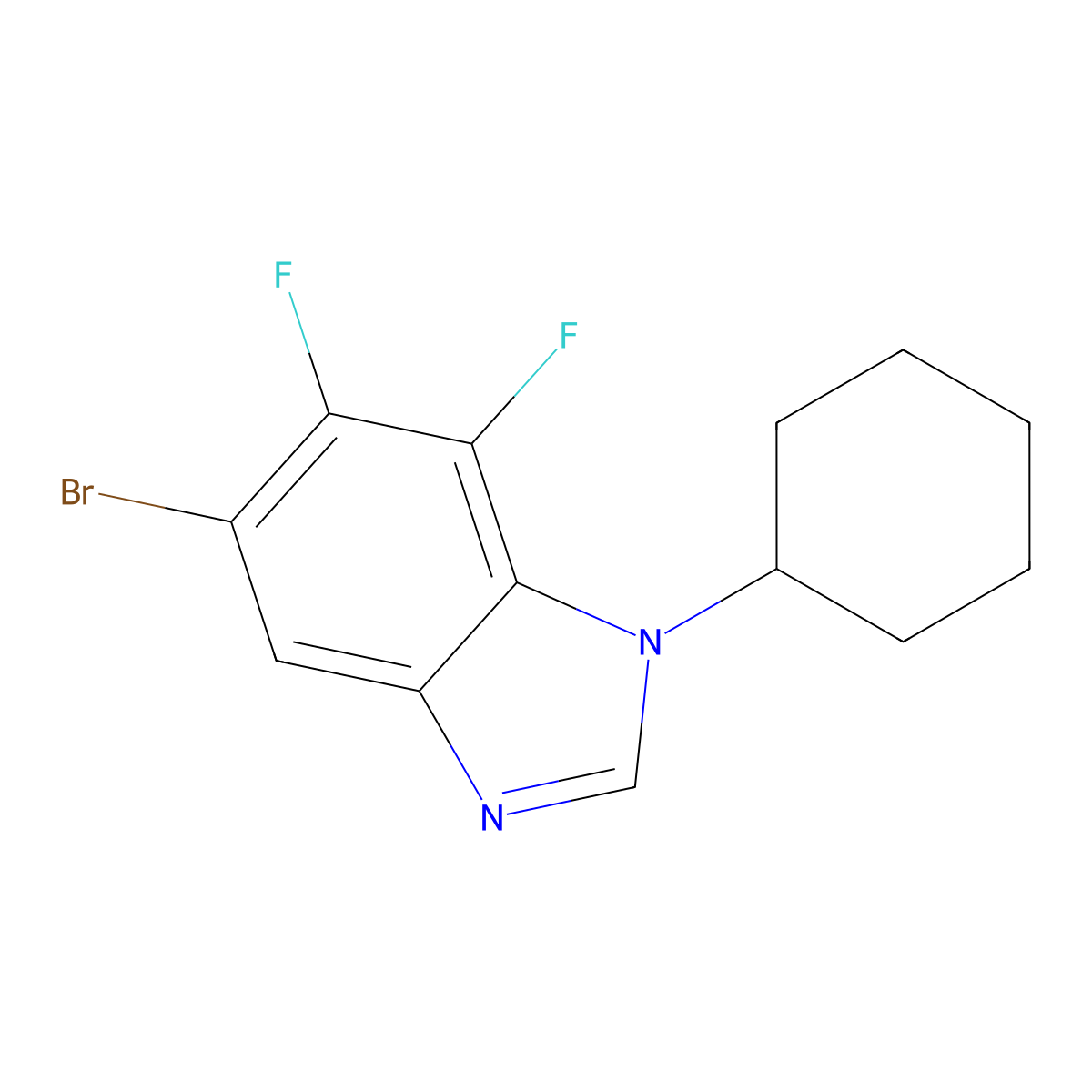 5-Bromo-1-cyclohexyl-6,7-difluorobenzimidazole molecular structure, CAS 1365271-96-0