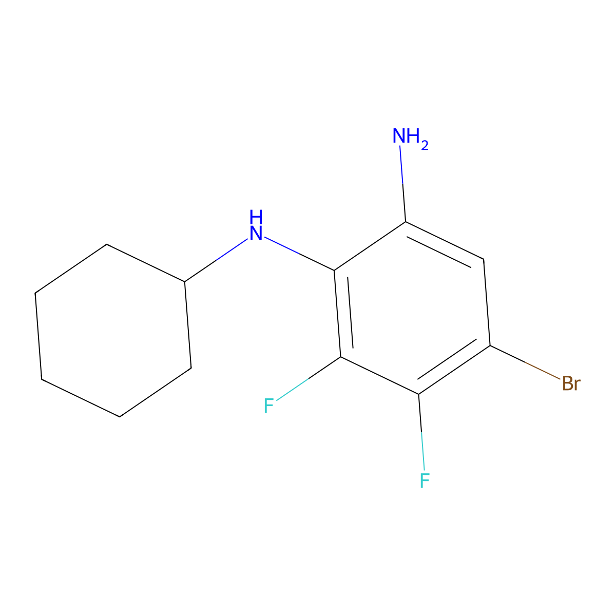 5-Bromo-2-(N-cyclohexylamino)-3,4-difluoroaniline molecular structure, CAS 1365272-15-6