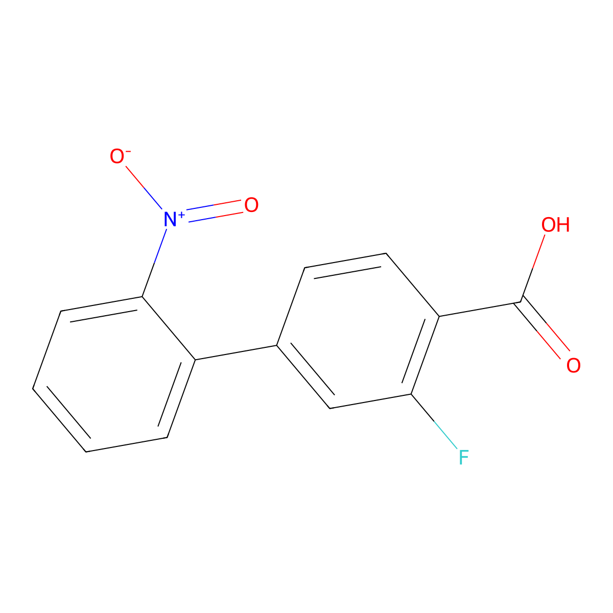 2-Fluoro-4-(2-nitrophenyl)benzoic acid molecular structure, CAS 1365272-19-0