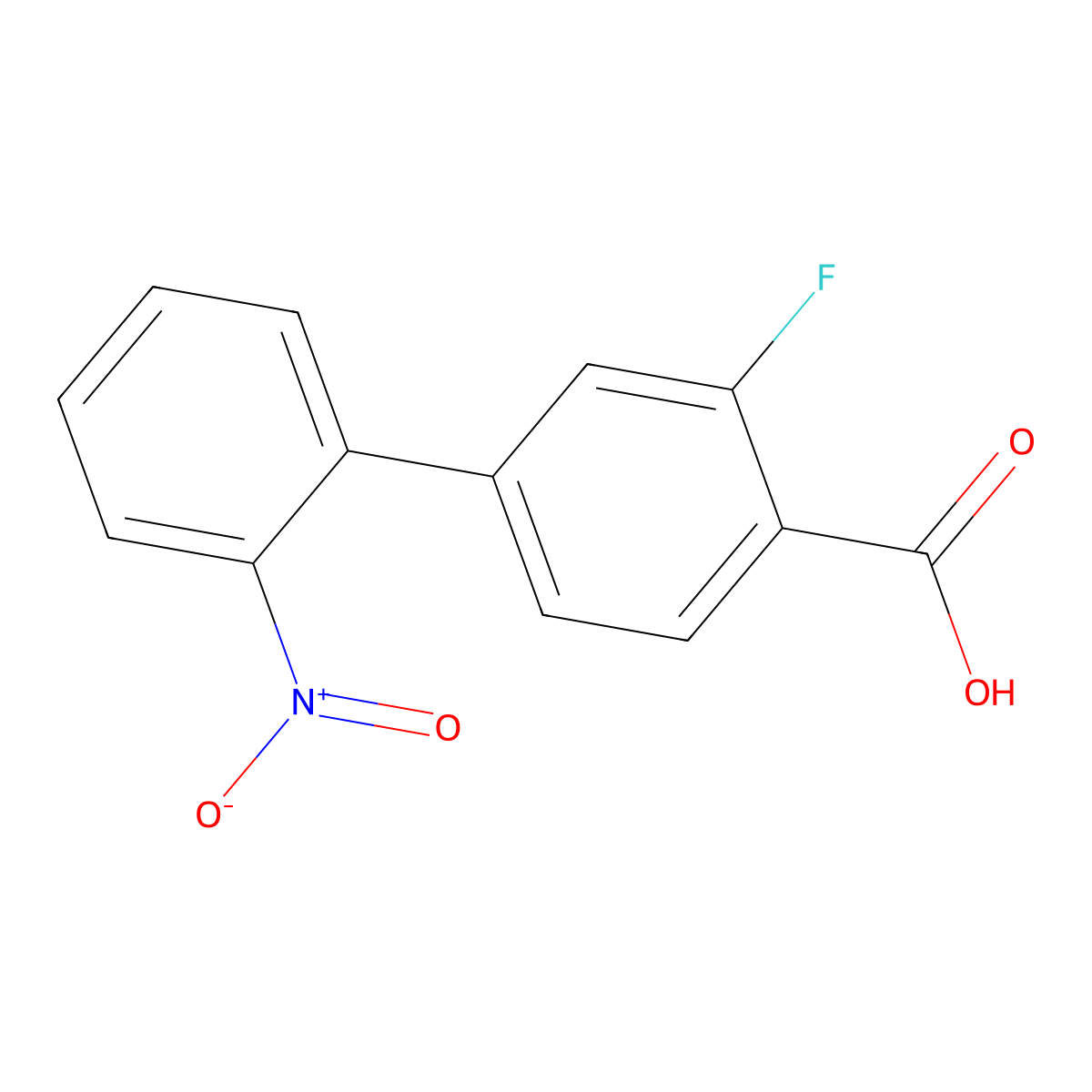 2-Fluoro-4-(2-nitrophenyl)benzoic acid molecular structure, CAS 1365272-19-0