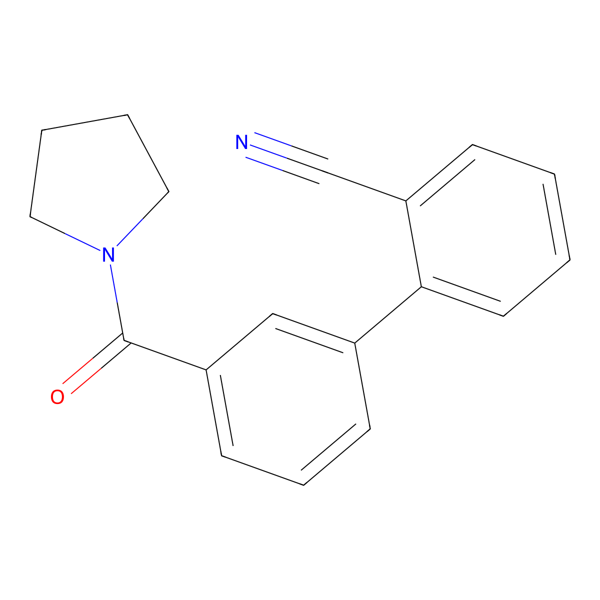 2-[3-(Pyrrolidinocarbonyl)phenyl]benzonitrile molecular structure, CAS 1365272-34-9