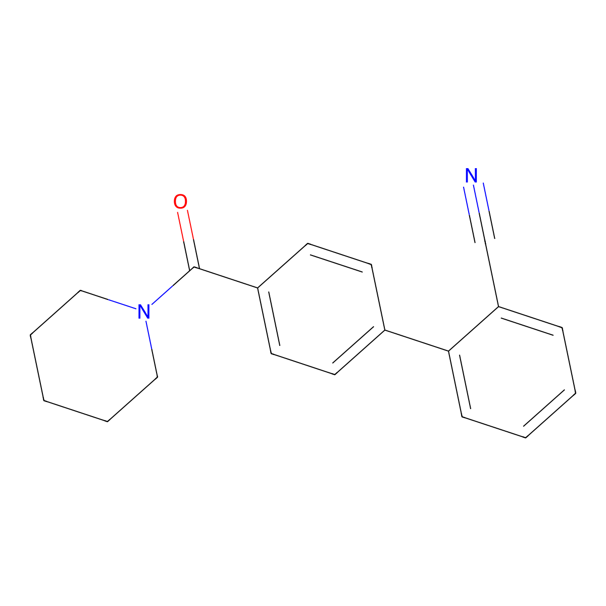 2-[4-(Piperidinocarbonyl)phenyl]benzonitrile molecular structure, CAS 1365272-35-0