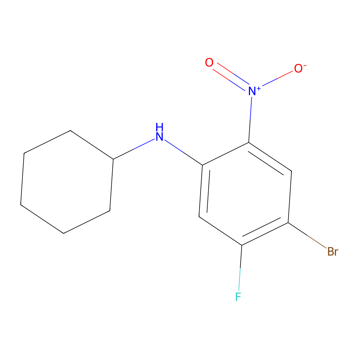 4-Bromo-N-cyclohexyl-5-fluoro-2-nitroaniline molecular structure, CAS 1365272-38-3