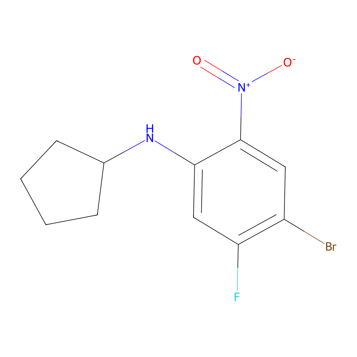 4-Bromo-N-cyclopentyl-5-fluoro-2-nitroaniline molecular structure, CAS 1365272-50-9